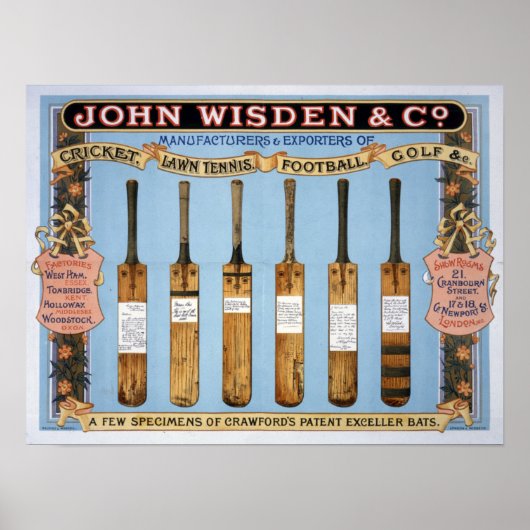 Wisden Cricket Bats, 1895 Poster (Vorne)