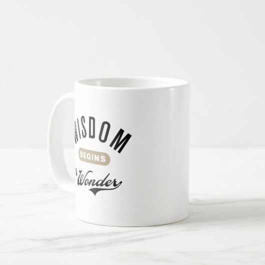 Wisdom beginnt in Wonder Kaffeetasse (Vorderseite Links)