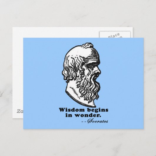 Wisdom fängt in Wonder Sokrates Zitat Tshirt Postkarte (Vorne/Hinten)