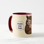 Wisdom Never Sleeps | Inspirierender Kaffee Tasse (Vorderseite Links)