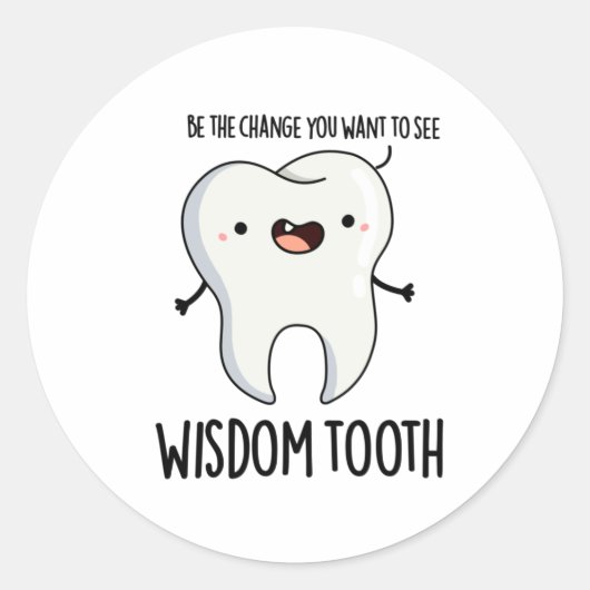 Wisdom Tooth Funny Dental Wise Tooth Puff Runder Aufkleber (Vorderseite)