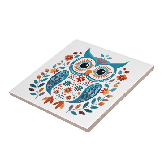 Wise Blue Owl Skandinavien Folklore Art Fliese (Seite)