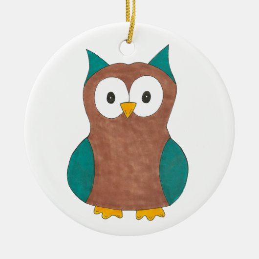 Wise Brown Blue Barwl Bird Animal Vogelbeobachtung Keramik Ornament (Vorne)