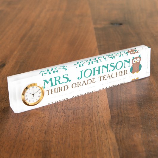 Wise Brown Owl Bird Lehrer Namensplakette (Seite)