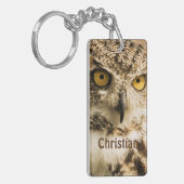 Wise Brown-Uhu, wenn Sie einen Namen hinzufügen Schlüsselanhänger (Vorderseite links)