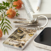 Wise Brown-Uhu, wenn Sie einen Namen hinzufügen Schlüsselanhänger (Vorderseite rechts)