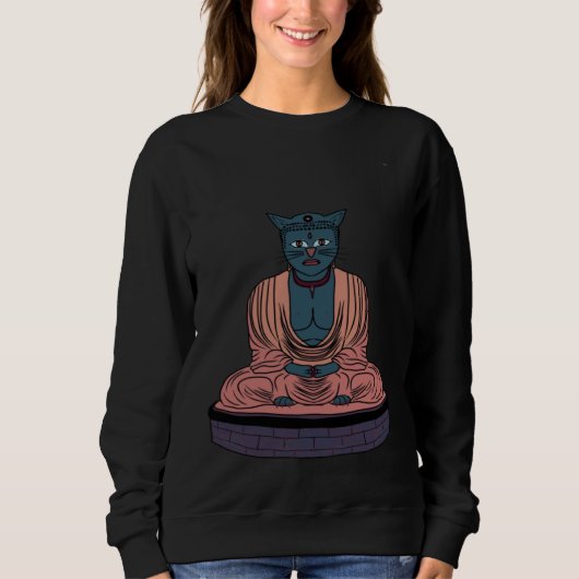 Wise Cat Buddha Ready To Give Advice To Cat & Hat Sweatshirt (Vorderseite)
