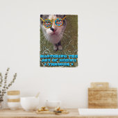 Wise Cat Human Eyes und Funny Glasses Poster (Küche)