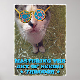 Wise Cat mit Funny Glasses Poster