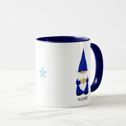 Wise Gnome in Blau mit Lampe verkleidet Tasse (VorderseiteRechts)