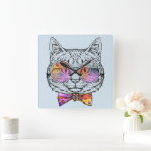 Wise Kitty Kat Quadratische Wanduhr (Zuhause)