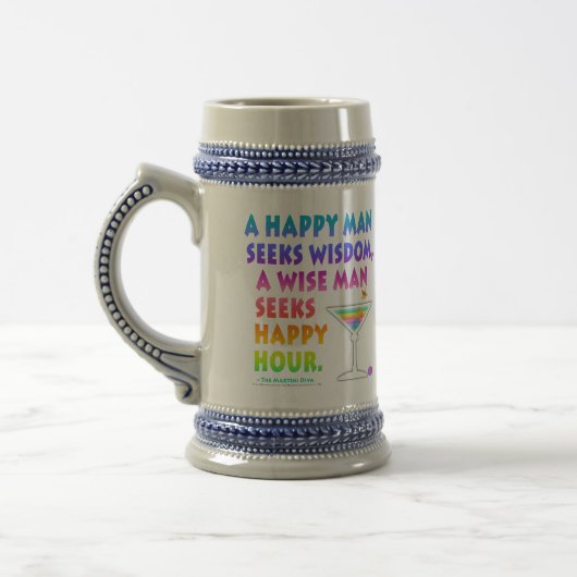 Wise Man sucht Happy Hour Beer Stein Tasse (Links)