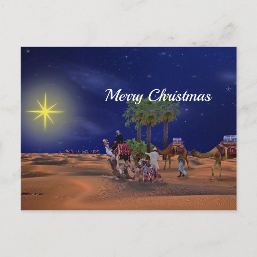 Wise Men Star Weihnachtsgrafik Postkarte (Vorderseite)