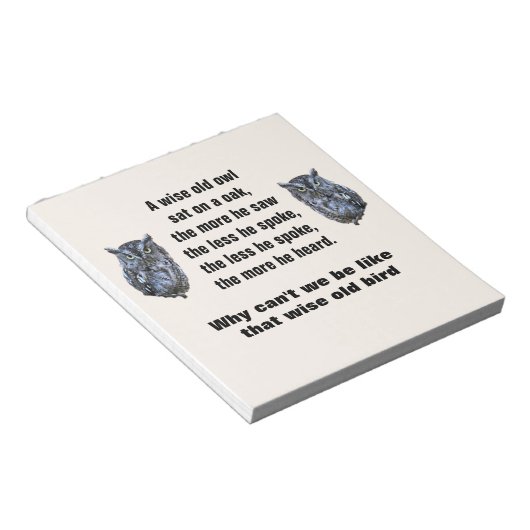 WISE OLD OWL Notepad Notizblock (angewinkelt)