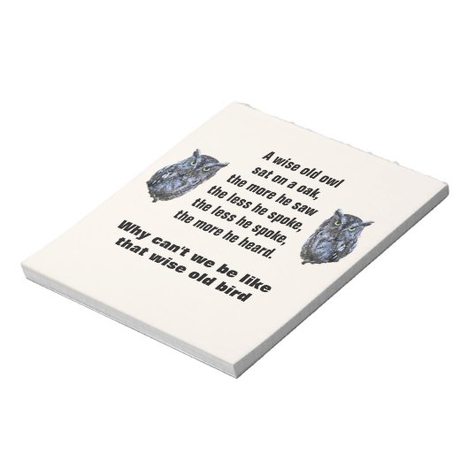 WISE OLD OWL Notepad Notizblock (Rotiert)