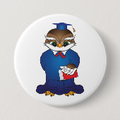 Wise Owl Abschluss Niedlich Scholar Bird Button (Vorderseite)