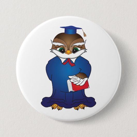 Wise Owl Abschluss Niedlich Scholar Bird Button (Vorderseite)