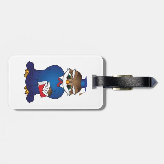 Wise Owl Abschluss Niedlich Scholar Bird Gepäckanhänger (Rückseite horizontal)