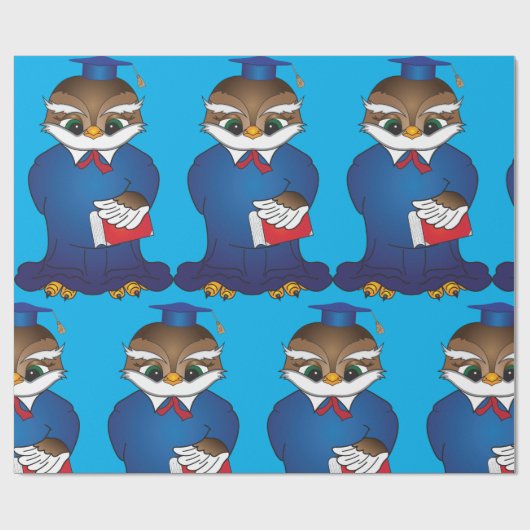 Wise Owl Abschluss Niedlich Scholar Bird Geschenkpapier (Flach)