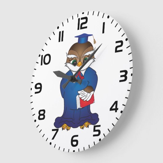 Wise Owl Abschluss Niedlich Scholar Bird Große Wanduhr (Winkel)