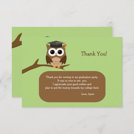 Wise Owl Abschluss Vielen Dank Hinweis Einladung (Vorne/Hinten)