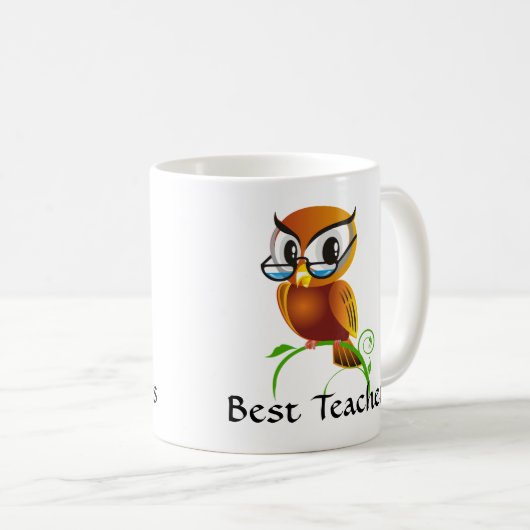 Wise Owl Beste Lehrerin Kaffeetasse (VorderseiteRechts)