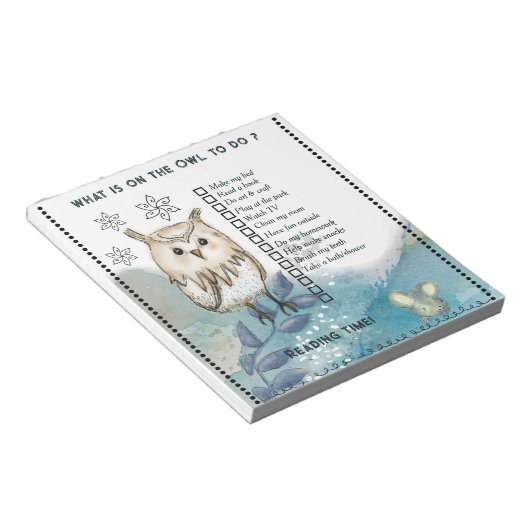 Wise Owl cute mouse Kids Daily Routine Checklist Notizblock (angewinkelt)