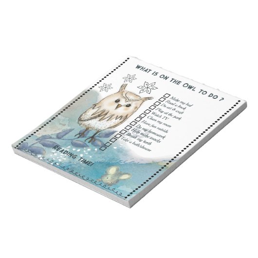 Wise Owl cute mouse Kids Daily Routine Checklist Notizblock (Rotiert)