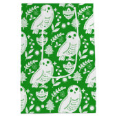 Wise Owl Folk Art Green Holiday Mittlere Geschenktüte (Rückseite)
