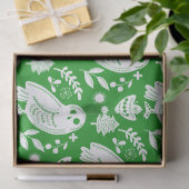 Wise Owl Folk Art Green Holiday Seidenpapier (Geschenk)