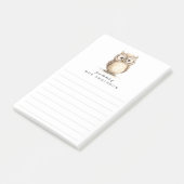 Wise owl from the desk of name lined post-it klebezettel (angewinkelt)