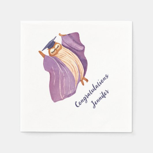 Wise Owl Graduation Party Napkins Serviette (Vorderseite)