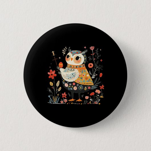 Wise Owl Guardian - Ostereier Button (Vorderseite)