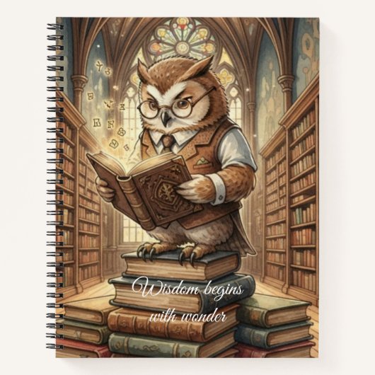 Wise Owl Librarian Vintage Art Notebook Notizblock (Vorderseite)