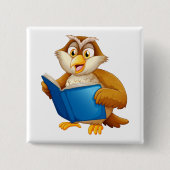 Wise Owl Reading Book Button (Vorderseite)