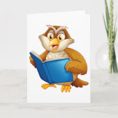 Wise Owl Reading Book Karte (Vorderseite)