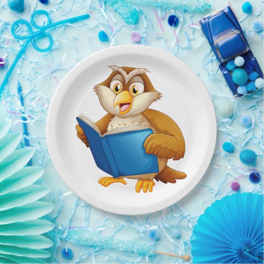 Wise Owl Reading Book Pappteller (Party)