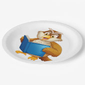 Wise Owl Reading Book Pappteller (Schrägansicht)