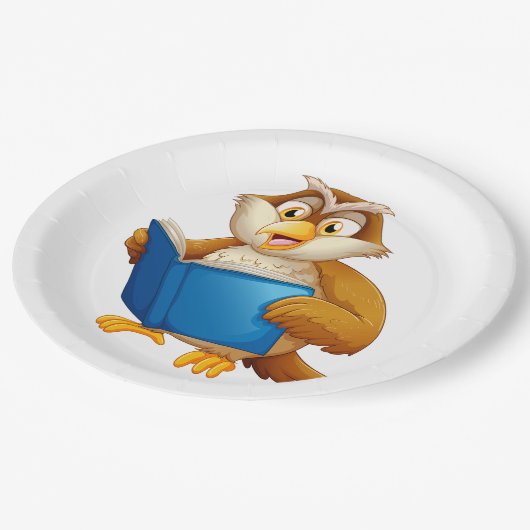 Wise Owl Reading Book Pappteller (Schrägansicht)