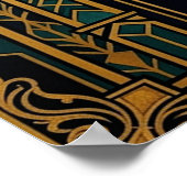 Wise Owl Silhouette Art Deco Midnight Gold Poster (Ecke)