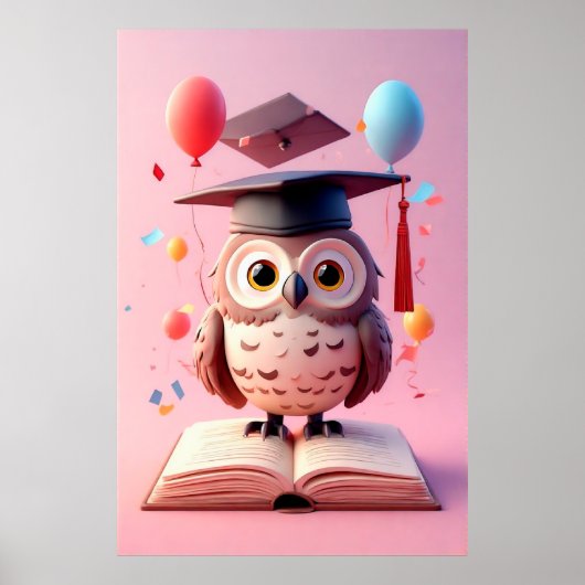 Wise Owl Wear Abschluss, der im Buch ausgeführt wu Poster (Vorne)