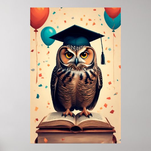 Wise Owl Wear Abschluss, der im Buch ausgeführt wu Poster (Vorne)