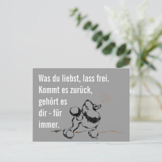 Wise Poodle Postkarte (Stehend Vorderseite)