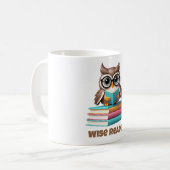 Wise Reader Owl Coffee Mug Gift Kaffeetasse (Vorderseite Links)