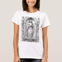 Wise Sage Statue in Gothic Niche Coloring Page T-Shirt
