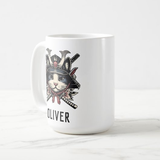 Wise Samurai Warrior Cat Kaffeetasse (Vorderseite Links)