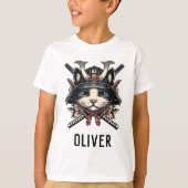Wise Samurai Warrior Cat Personalisiert T-Shirt (Vorderseite)