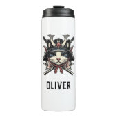 Wise Samurai Warrior Cat Thermosbecher (Vorderseite)