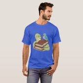 Wise Snake and Bird on Book komisch T-Shirt (Vorne ganz)