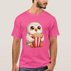 Wise Snow Owl Popcorn Filmabend Freunde T-Shirt